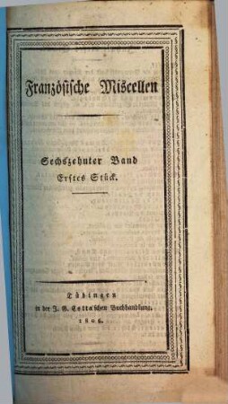 Französische Miscellen, 16. 1806