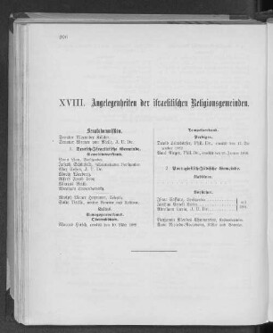 XVIII. Angelegenheiten der israelitischen Religionsgemeinden.