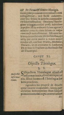 Caput XI. De Obiecto Theologiae.