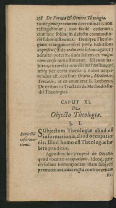 Caput XI. De Obiecto Theologiae.