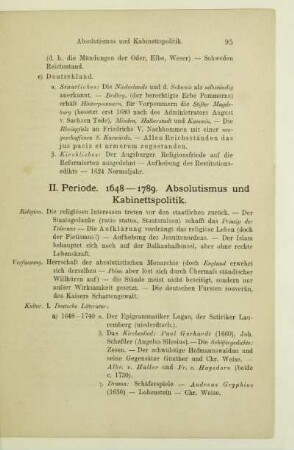 II. Periode. 1648-1789. Absolutismus und Kabinettspolitik