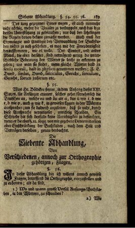 Die Siebente Abhandlung.