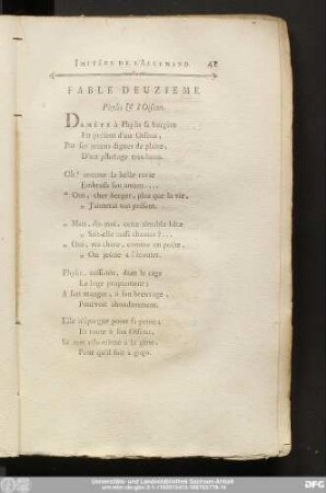 Fable Deuzieme. Phylis & l'Oiseau.
