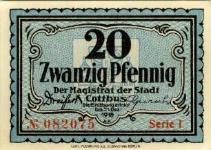 Cottbus, Stadt: 20 Pfennig