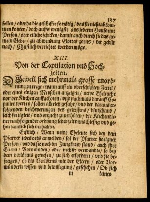XIII. Von der Copulation und Hochzeiten.