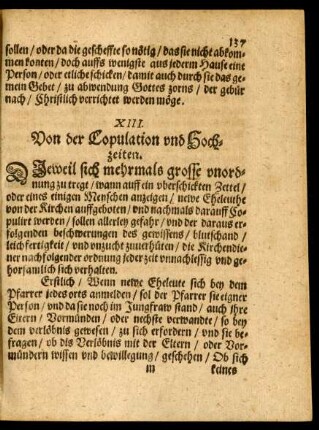 XIII. Von der Copulation und Hochzeiten.