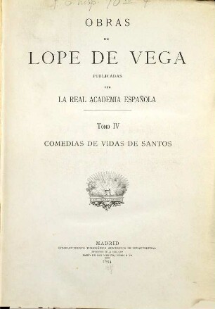 Obras de Lope de Vega publicadas por la Real Academia Española, 4