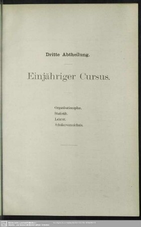 3. Einjähriger Cursus