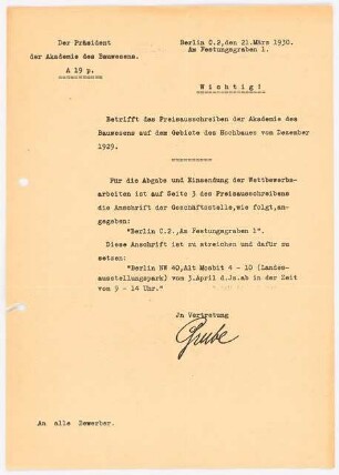 Justizgebäude, Berlin-Moabit: Korrespondenz