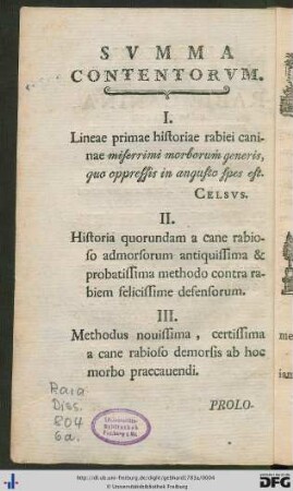 Summa Contentorum.