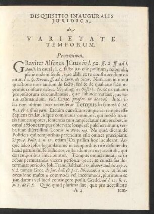 Disquisitio Inauguralis Juridica, de Varietate Temporum.
