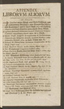 Appendix Librorum Aliorum.