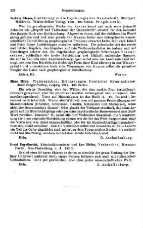 224, Ludwig Klages. Einführung in die Psychologie der Handschrift. 1924