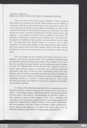 Editor's Preface: Being An Alevi, Living Aleviness, Learning Alevism