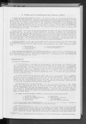 A. Einführung in die landwirtschaftlichen Zählung 1960/62