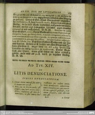 Ad Tit. XIV. De Litis Denunciatione