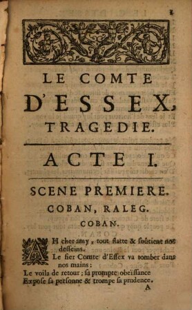 Le Comte d'Essex : Tragédie