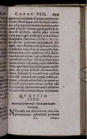 Quaestio LXII. An cornu cervinum sit diureticum diaphoreticumq[ue]
