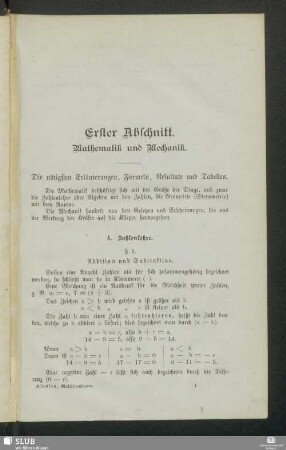 Erster Abschnitt. Mathematik und Mechanik