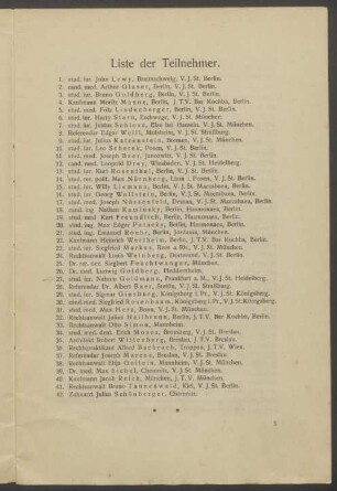 Liste der Teilnehmer