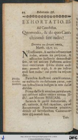 Exhortatio III.