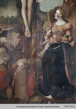 Christus am Kreuz und die Heiligen Dominikus, Katharina von Alexandrien, Hieronymus und Vinzenz Ferrer?