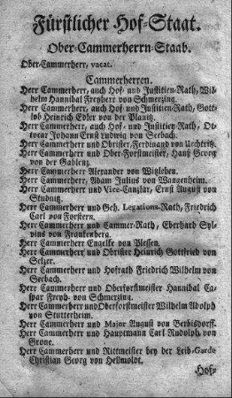Fürstlicher Hof-Staat
