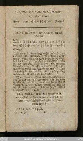 6te Lection. Von den Eigenschaften Gottes.