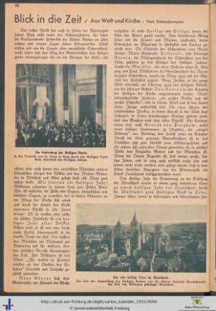 Blick in die Zeit / Aus Welt und Kirche / Vom Kalendermann.