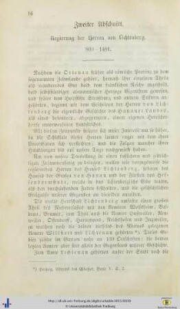 Zweiter Abschnitt. Regierung der Herren von Lichtenberg 800 bis 1481