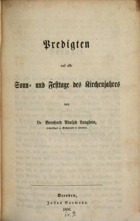 Predigten auf alle Sonn- u. Festtage des Kirchen-Jahres