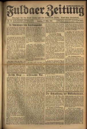 Erste Ausgabe vom Sonntag, den 10. März 1929.