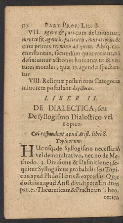 Liber II. De Dialectica, seu De syllogismo Dialectico vel Topico.
