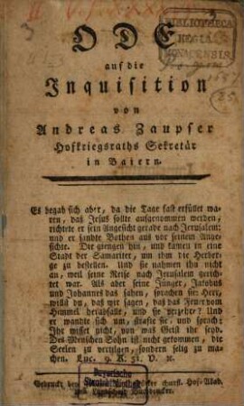 Ode auf die Inquisition