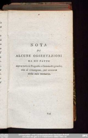 Nota Di Alcune Osservazioni Da Me Fatte ...