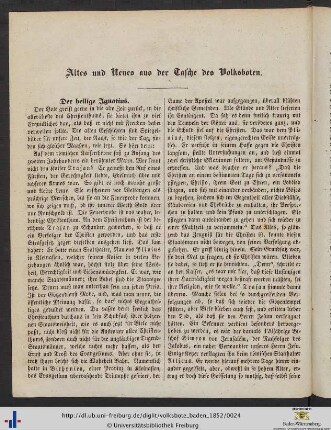 Altes und Neues aus der Tasche des Volksboten.