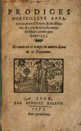 Prodiges Merveilleux apparuz au pays d'Anjou ... 1575