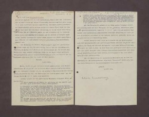 Schreiben von Heinrich Schëuch an Prinz Max von Baden über Aufzeichnungen bzgl. der Ereignisse am 09.11.1918