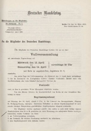 50. Jahrg. Nr. 7., ... den 31. März 1910