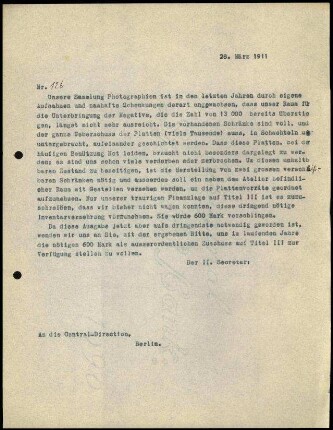 Bericht des zweiten Sekretars an das General-Sekretariat