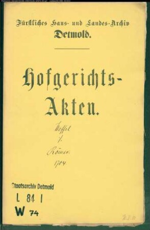 Weffel, Deppe gegen Oberjäger Römers Witwe - Schuldforderung