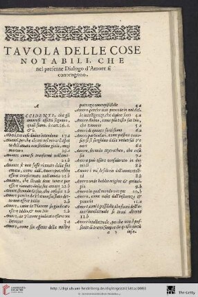 Tavola delle cose notabili