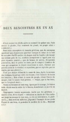 Deux rencontres en un an