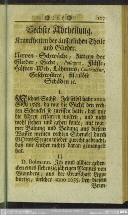 Sechste Abtheilung. Kranckheiten der äusserlichen Theile und Glieder