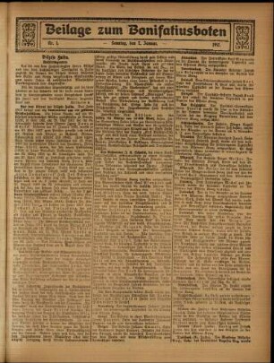 Zweite Ausgabe vom Sonntag, den 07. Januar 1917.