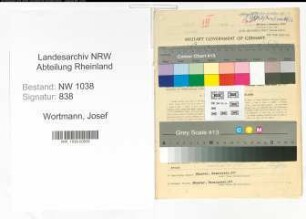 Entnazifizierung Josef Wortmann , geb. 26.02.1901 (Betriebsingenieur)