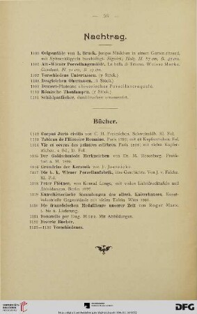 Nachtrag und Bücher (Nr. 1105-1130)