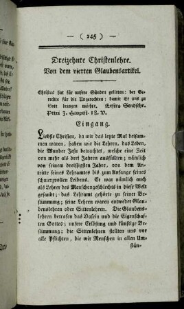 Dreizehnte Christenlehre. Von dem vierten Glaubensartikel.