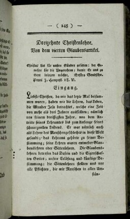 Dreizehnte Christenlehre. Von dem vierten Glaubensartikel.