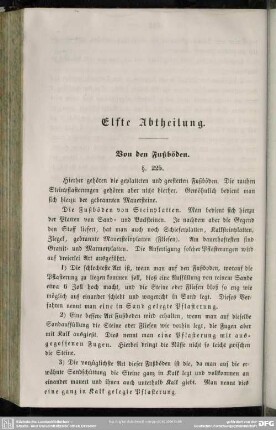Elfte Abtheilung. Von den Fußböden